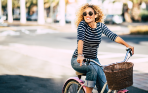 A Young Woman on a Bike as She Manages Semaglutide Side Effects