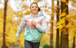 A Woman Staying on Track with Her Weight Loss Goals During Fall