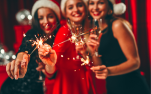 Three Young Women Enjoying Holiday Parties While Losing Weight